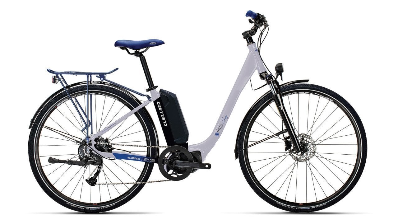 Carraro E-Time Venus Hidrolik Fren 28 Jant Elektrikli Şehir Bisikleti Mat Gümüş-Siyah/Koyu Mavi 43 cm