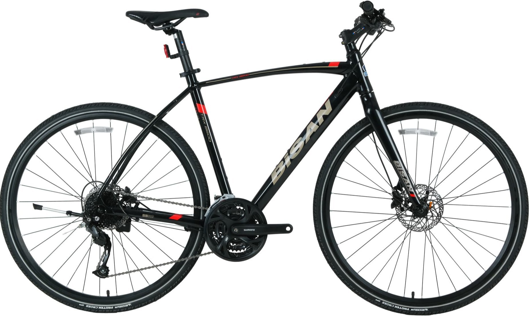Bisan Trx8600 Deore 28 Jant Şehir Bisikleti Parlak Siyah-Kırmızı 52 cm