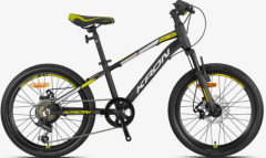 Kron XC75 20 Jant Mekanik Disk Erkek Çocuk Bisikleti Mat Gri-Siyah-Neon Sarı