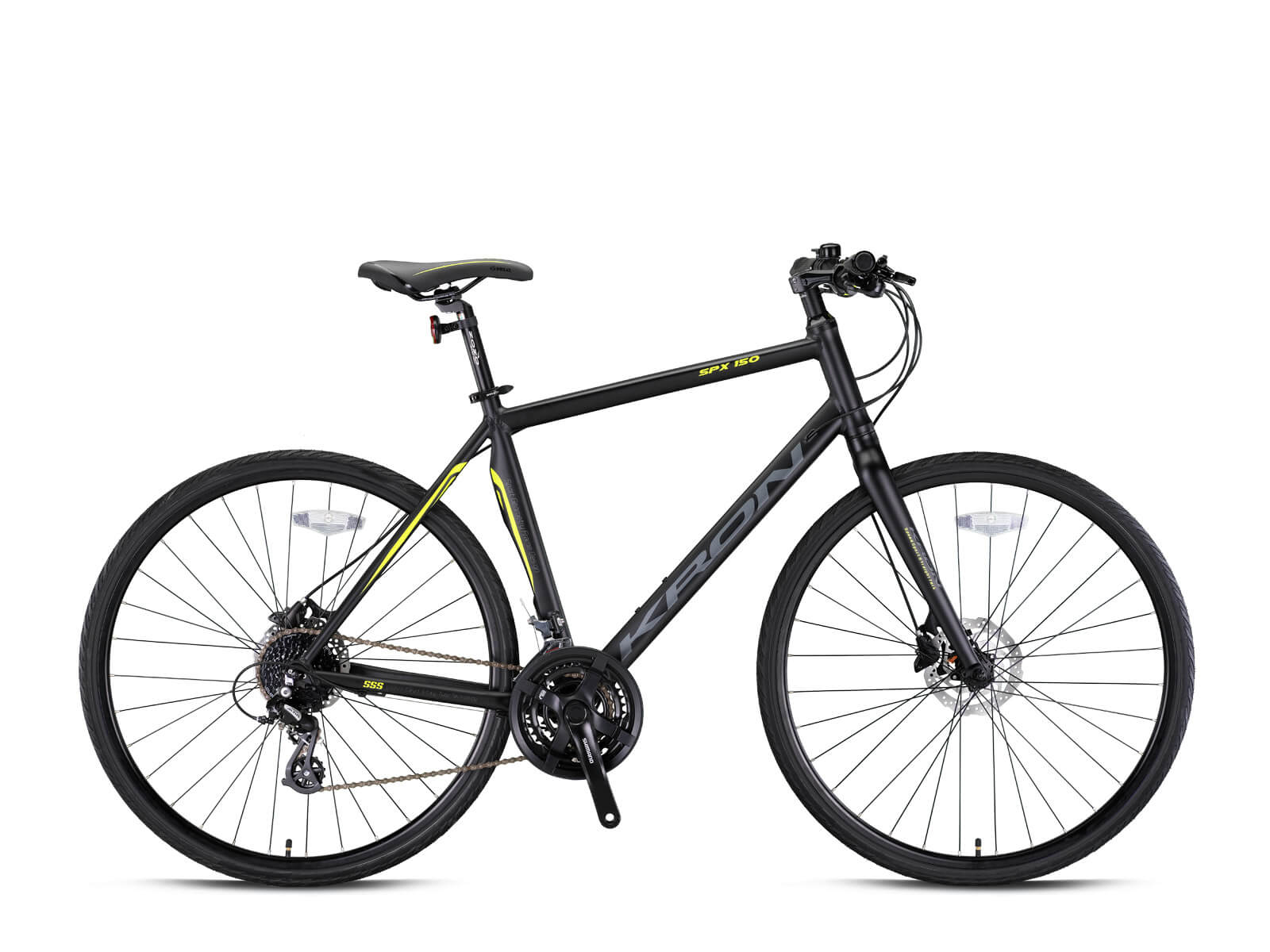 Kron SPX150 28 Jant Hidrolik Fren Trekking Bisiklet Mat Siyah-Neon Sarı/Füme