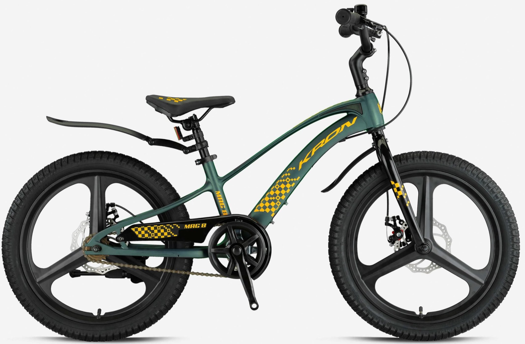 Kron Mag8 16 Jant Mekanik Disk Çocuk Bisikleti Haki-Sarı