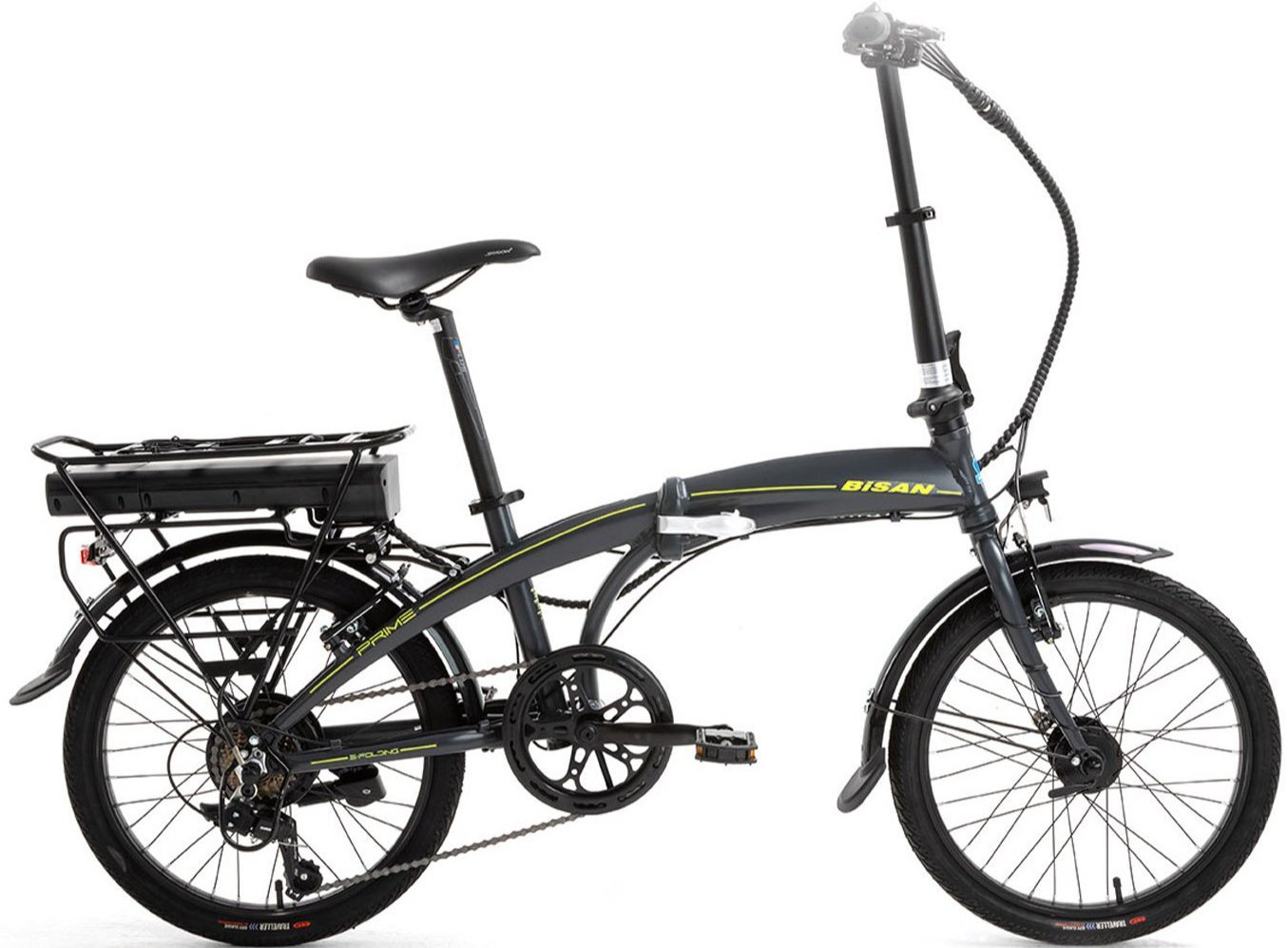 Bisan Prime Katlanır Elektrikli Bisiklet Gri-Sarı