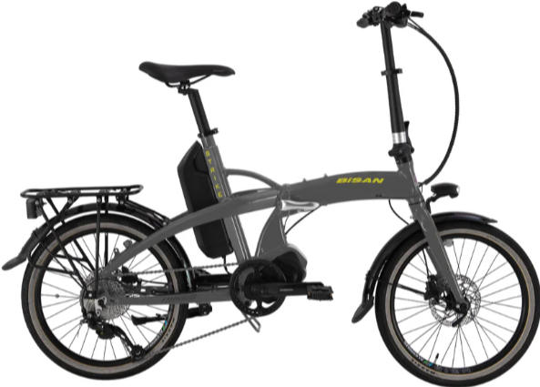 Bisan E-Folding Strike Gri-Sarı Katlanır Elektrikli Bisiklet