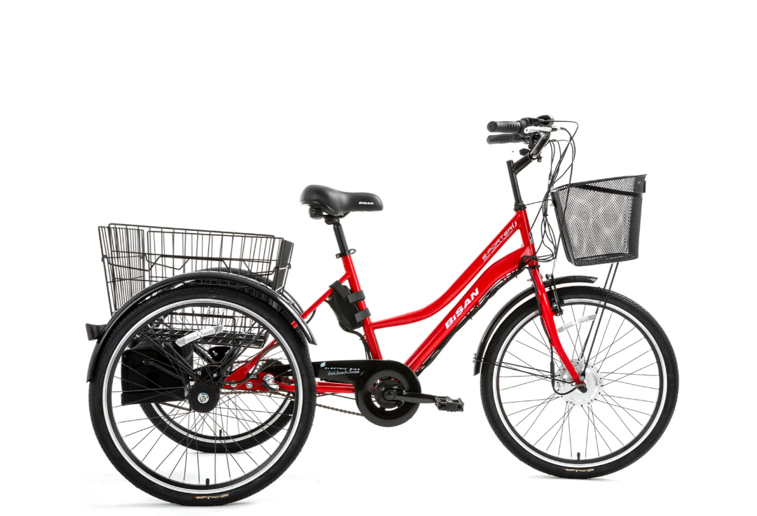 Bisan E-Porter Lit Elektrikli Kargo Bisikleti Bayrak Kırmızı