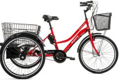 Bisan E-Porter Lit Elektrikli Kargo Bisikleti Bayrak Kırmızı