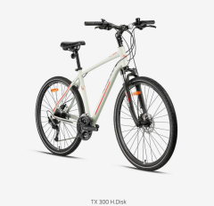 Kron TX300 Hidrolik Disk 28 Jant Trekking Bisiklet Mat Bej-Gri/Kırmızı 51 cm