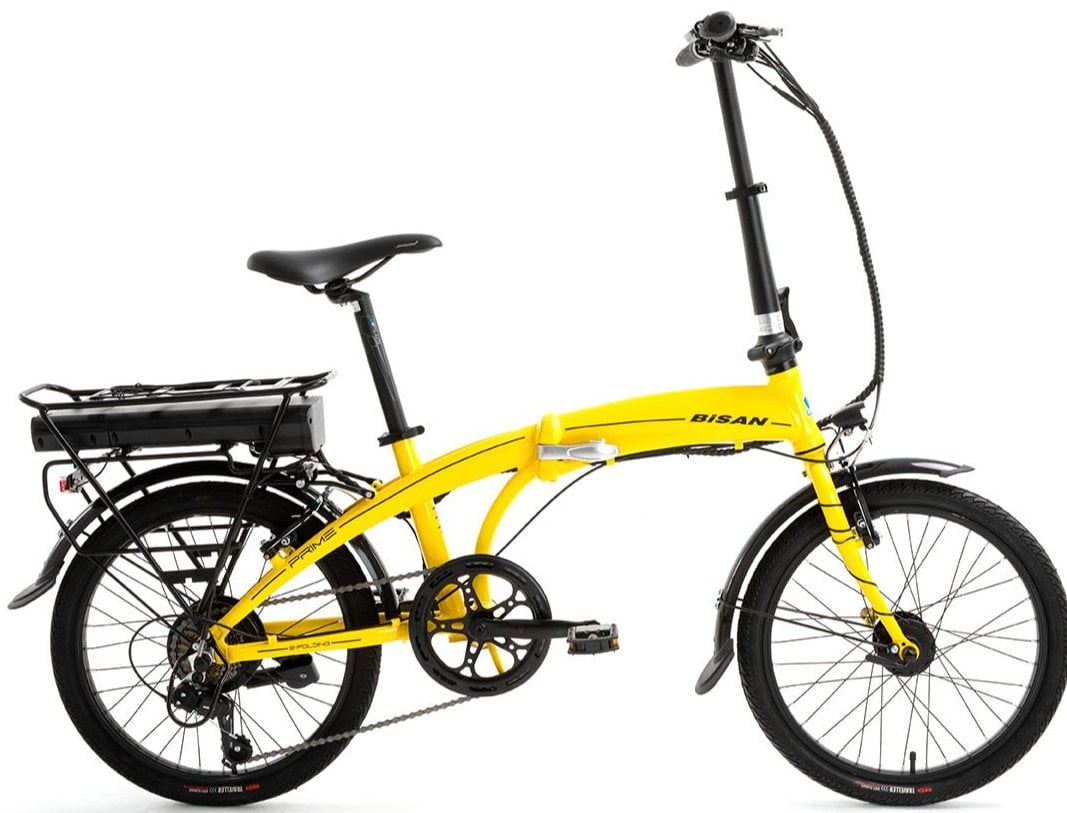 Bisan Prime Gri-Sarı Katlanır Elektrikli Bisiklet Sarı