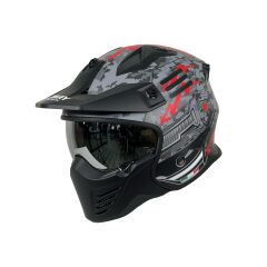 Kask Fullface Tokyo X2 Trooper Sway Gri-Kırmızı XL