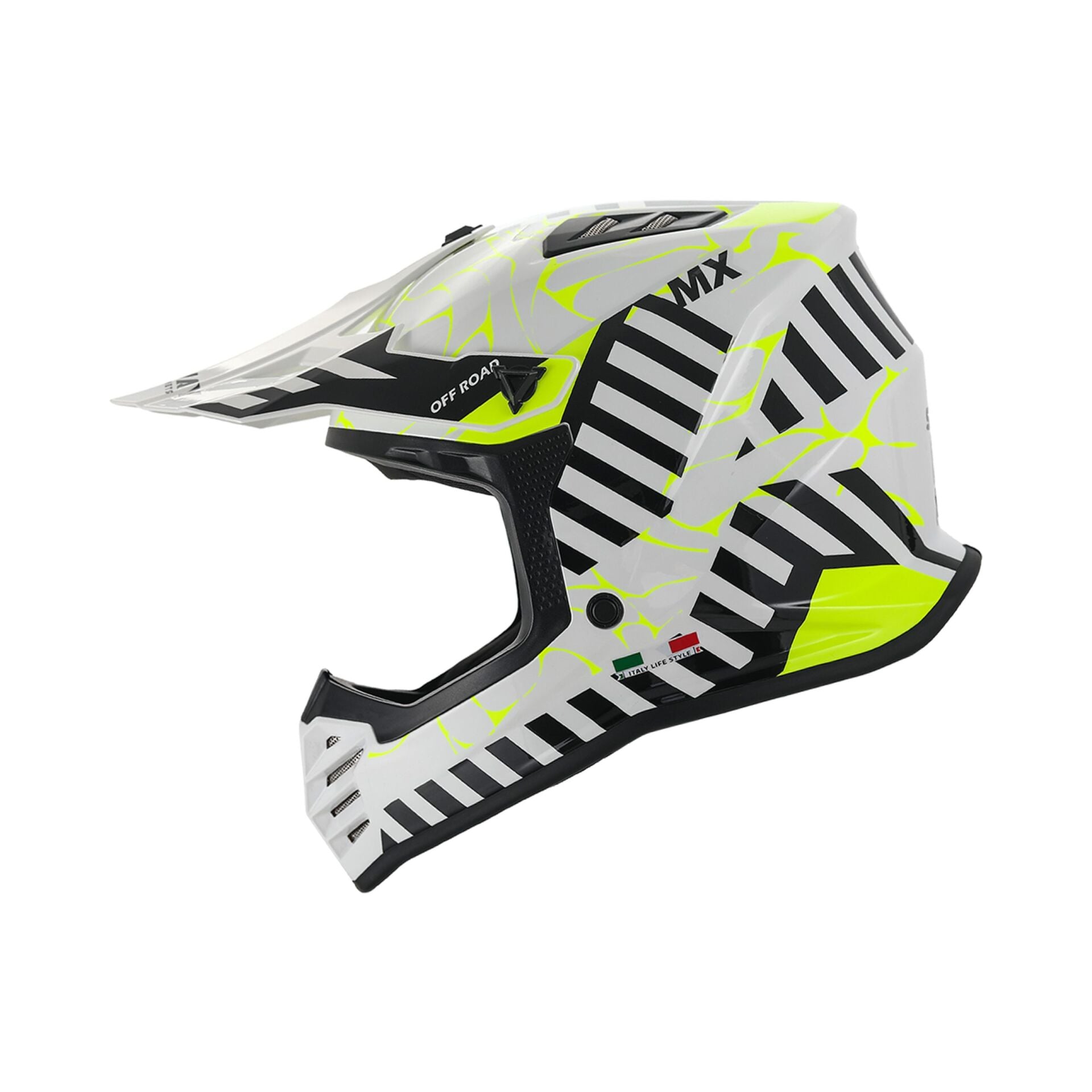 Kask Fullface Alert Çocuk Kaskı Beyaz-Siyah-Neon Yeşil XL
