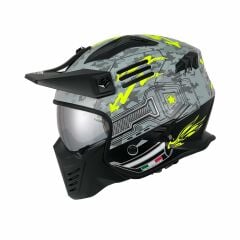 Kask Fullface Tokyo X2 Trooper Sway Gri-Neon Yeşil M