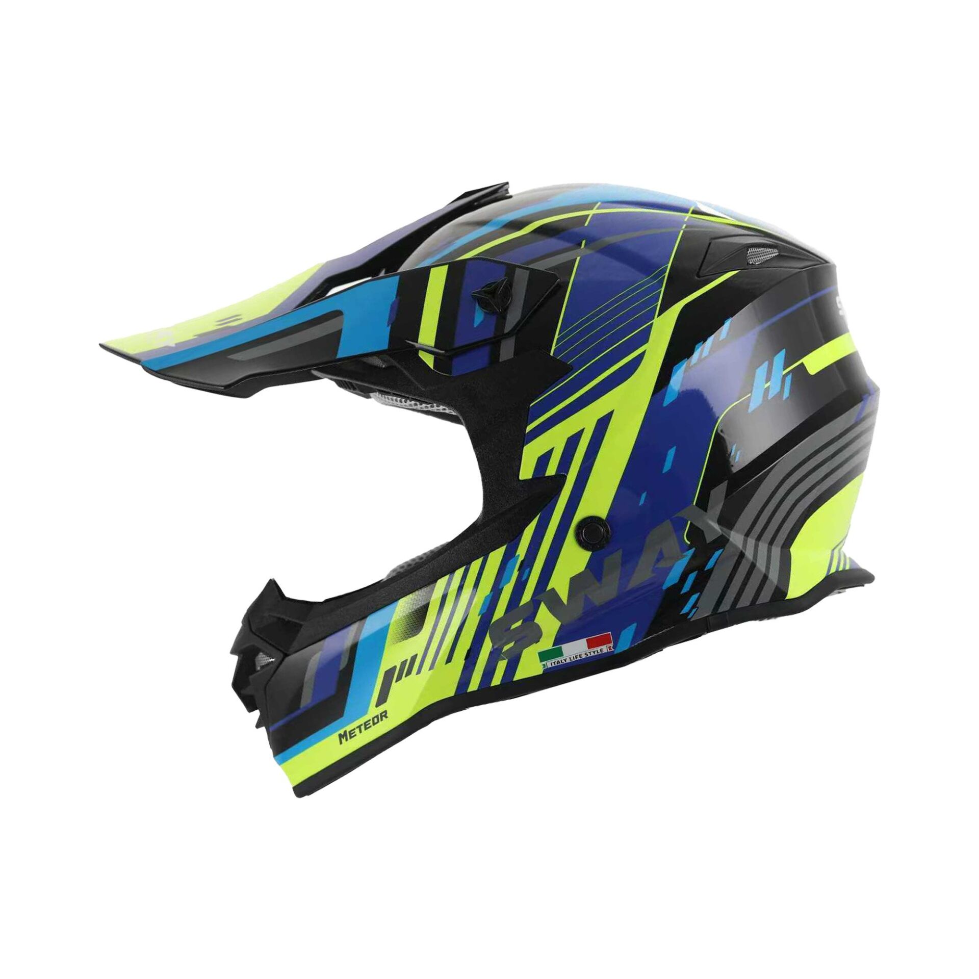 Kask Fullface Meteor Sway Neon Sarı-Siyah-Mavi S