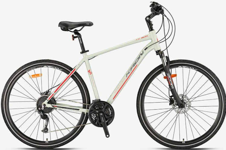 Kron TX300 Hidrolik Disk 28 Jant Trekking Bisiklet Mat Bej-Gri/Kırmızı 46 cm
