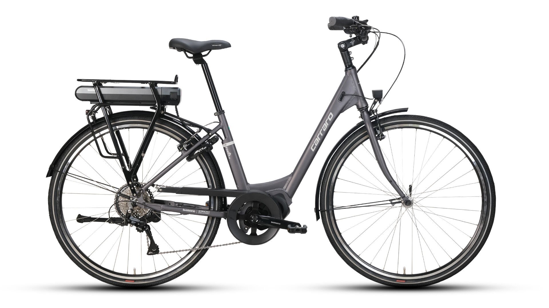 Carraro E-Power Ltd Unisex Elektikli Sehir Bisikleti 45cm Mat Antrasit-Gümüş