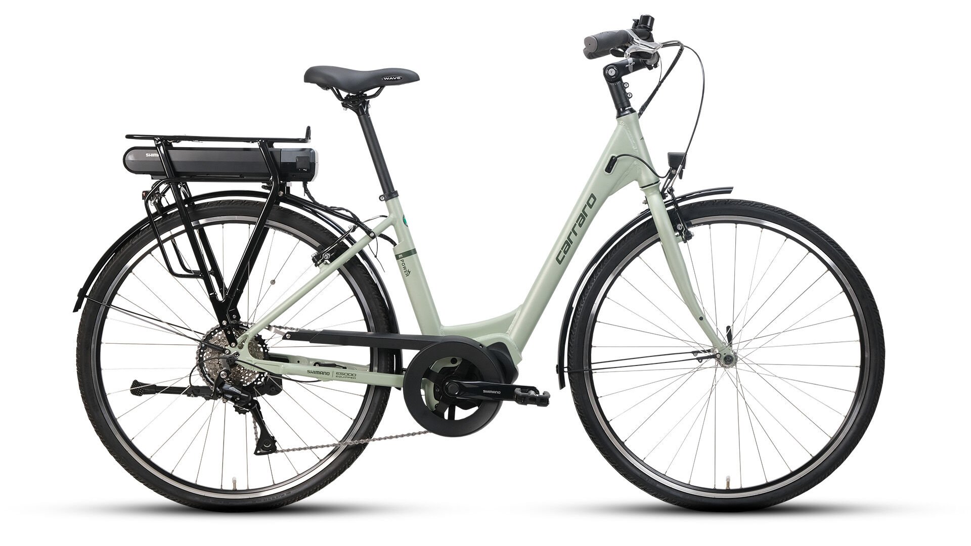 Carraro E-Power Unisex Elektikli Sehir Bisikleti 45cm Mat Adaçayı -Koyu Yeşil