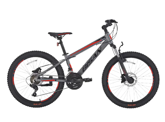 Bisan Cooper 20 Jant Mekanik Disk Fren Çocuk Bisikleti Metalik Gri-Kırmızı