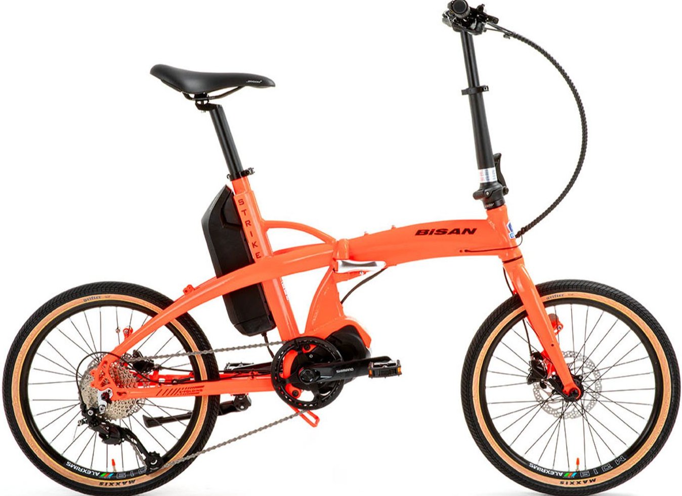 Bisan E-Folding Strike Neon Turuncu-Siyah Katlanır Elektrikli Bisiklet