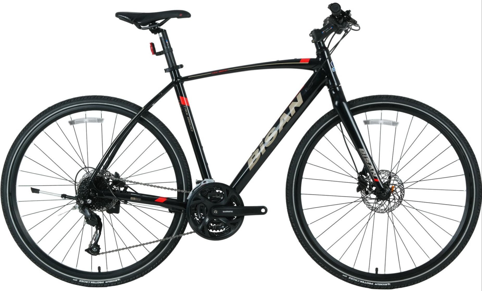Bisan Trx8600 Deore 28 Jant Şehir Bisikleti Parlak Siyah-Kırmızı 50 cm