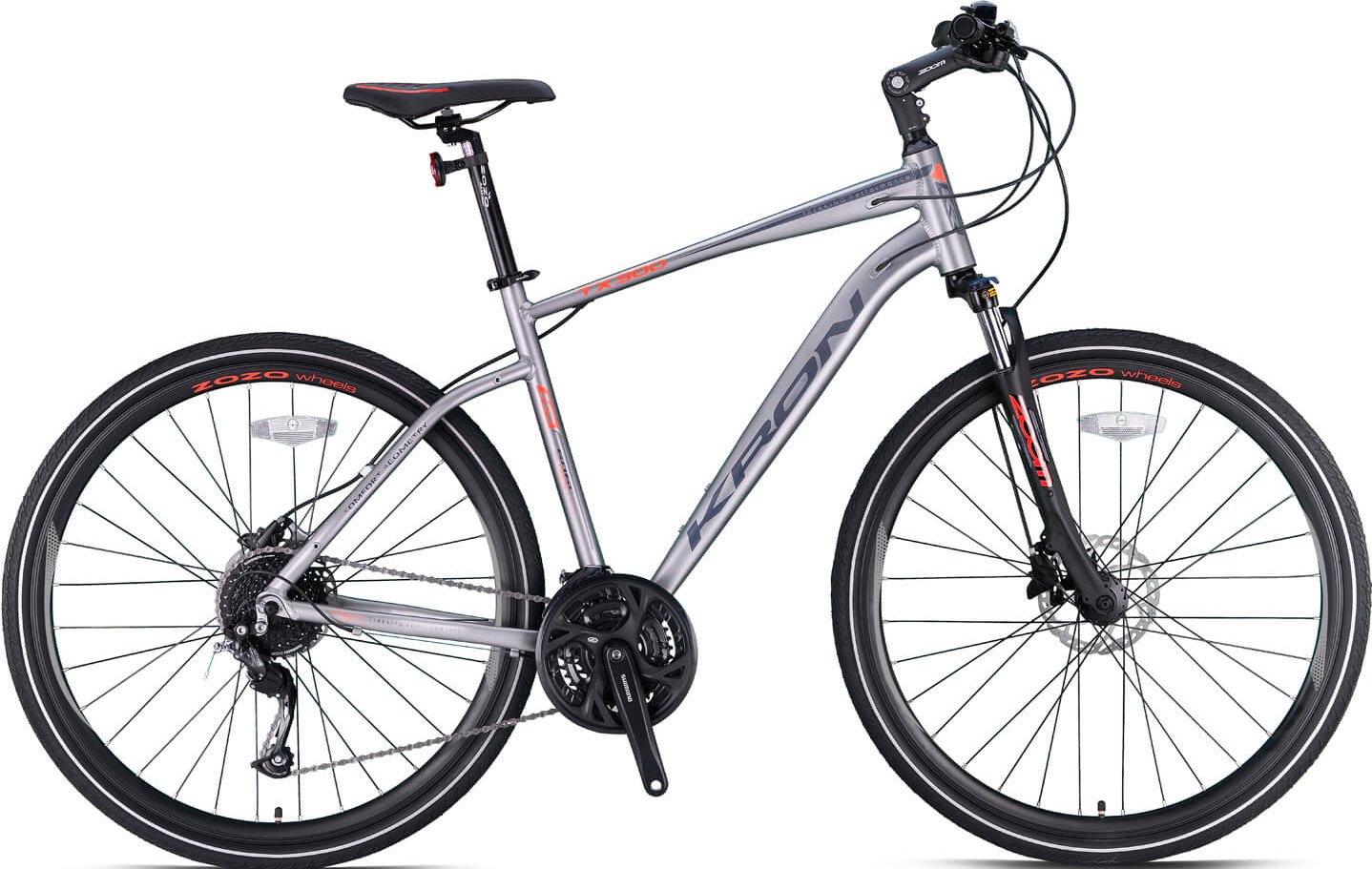 Kron TX300 Hidrolik Disk 28 Jant Trekking Bisiklet Mat Titanyum-Gri/Turuncu-Siyah 51 cm