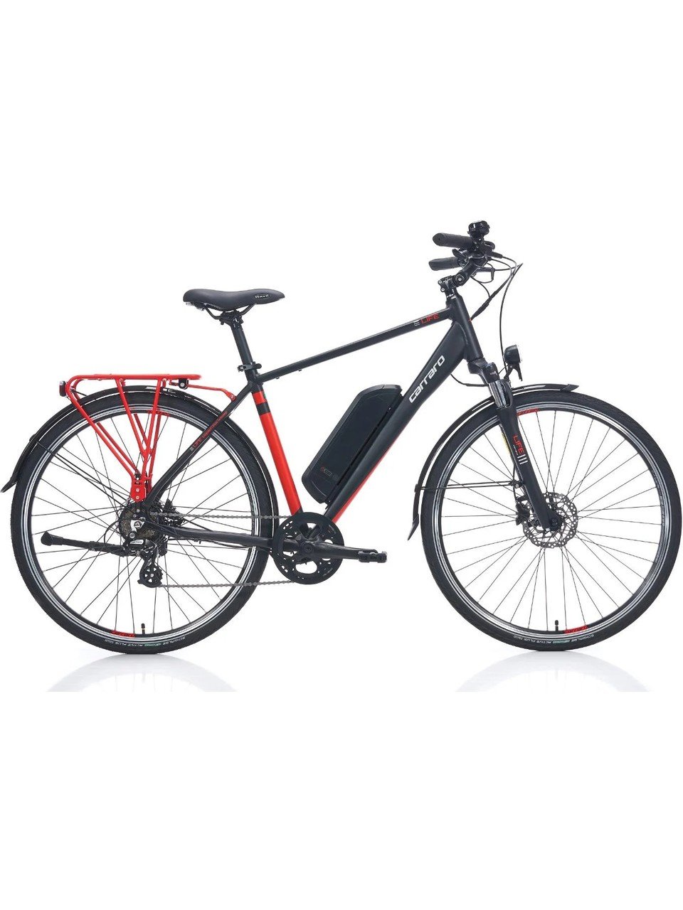Carraro E-Line elife 28 Jant Elektrikli Şehir Bisikleti Siyah-Kırmızı-Gümüş