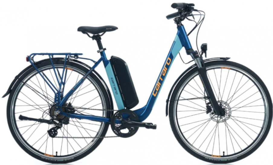 Carraro E-Line eComfort 28 Jant Unisex Elektrikli Şehir Bisikleti Mat Navy-Mavi-Turuncu 47 cm