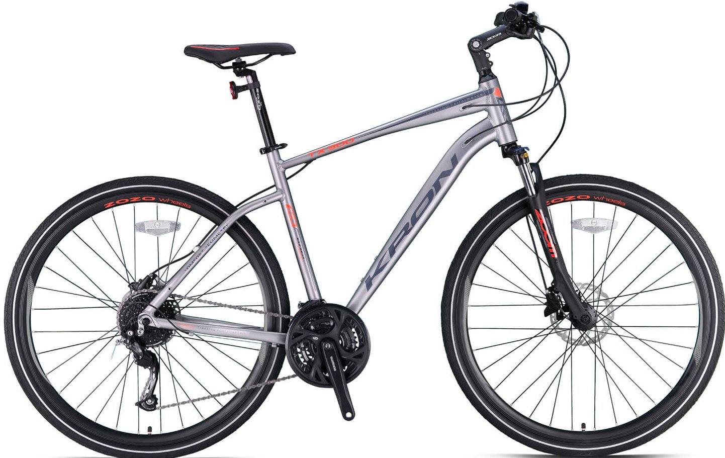 Kron TX300 Hidrolik Disk 28 Jant Trekking Bisiklet Mat Titanyum-Gri/Turuncu-Siyah 41 cm