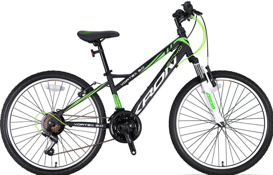 Kron Vortex 3.0 24 Jant Erkek Çocuk Bisikleti Mat Siyah Yeşil Beyaz