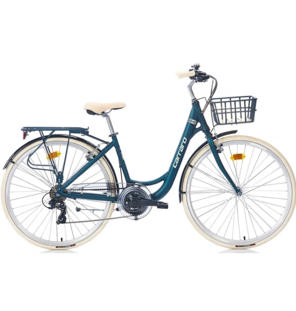 Carraro Juliet 28 Jant 21 vites Şehir Bisikleti Mat Mavi-Krom 43 cm