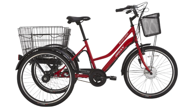 Bisan E-Porter Lx-26 Elektrikli Kargo Bisikleti 3 Vites Kırmızı 44 cm