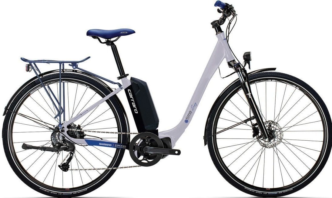 Carraro E-Time Venus Hidrolik Fren 28 Jant Elektrikli Şehir Bisikleti Mat Gümüş-Siyah/Koyu Mavi 43 cm