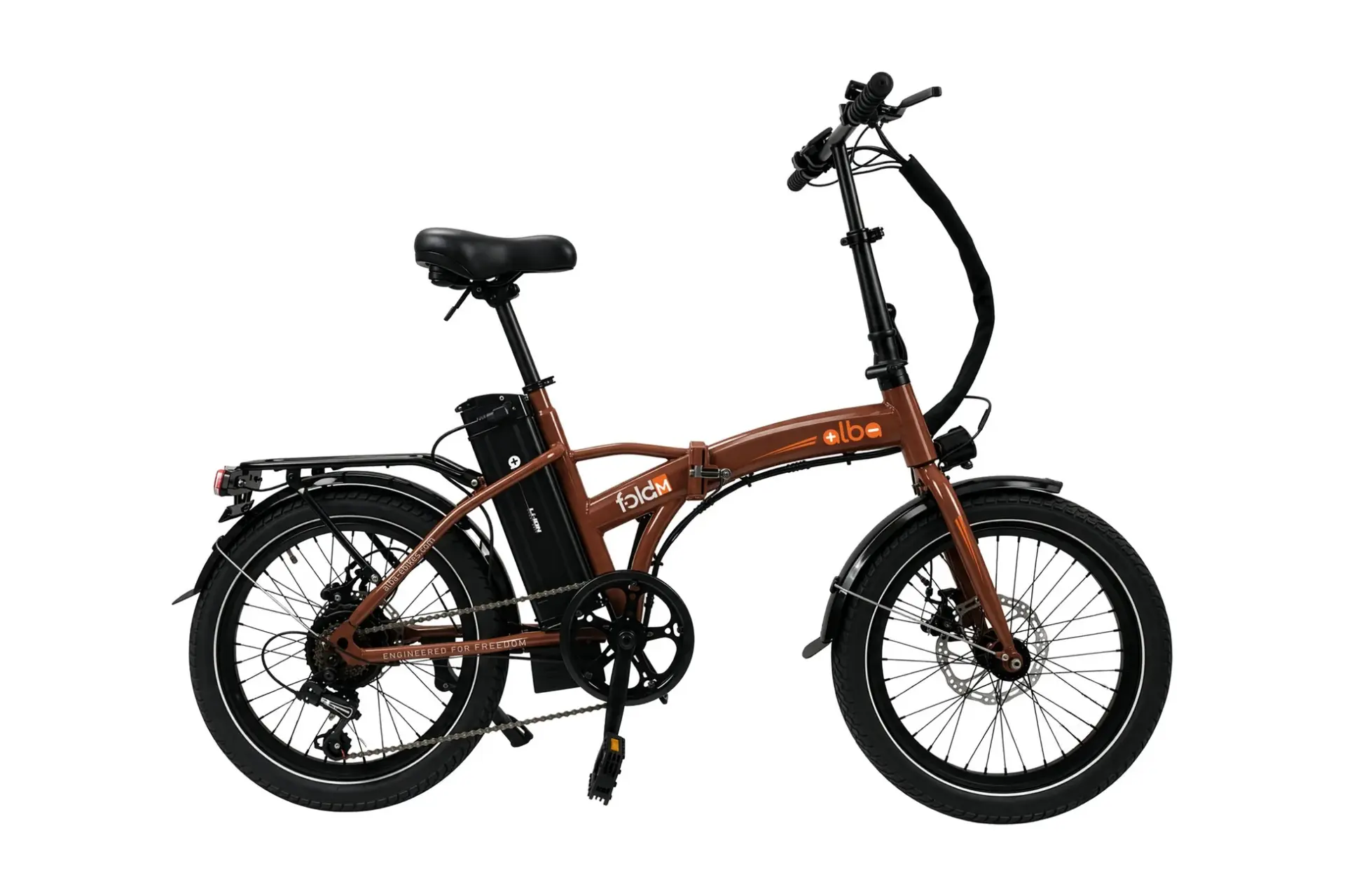 Alba Fold M Fatbike Katlanır 20 Jant Elektrikli Bisiklet - Kahve Bronz