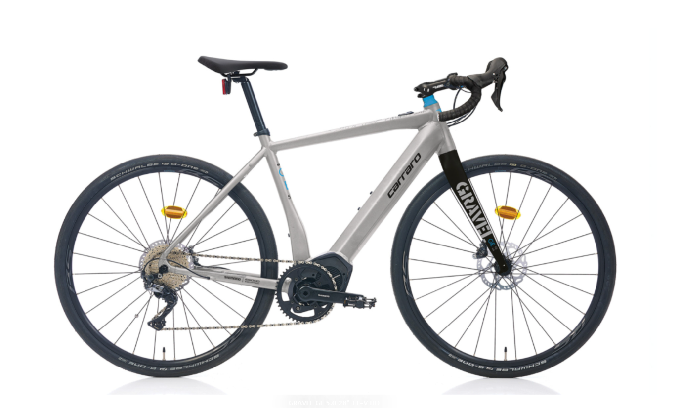 Carraro Gravel GE 5.0 Elektrikli Gravel Bisiklet Mat Gümüş-Siyah 55 cm