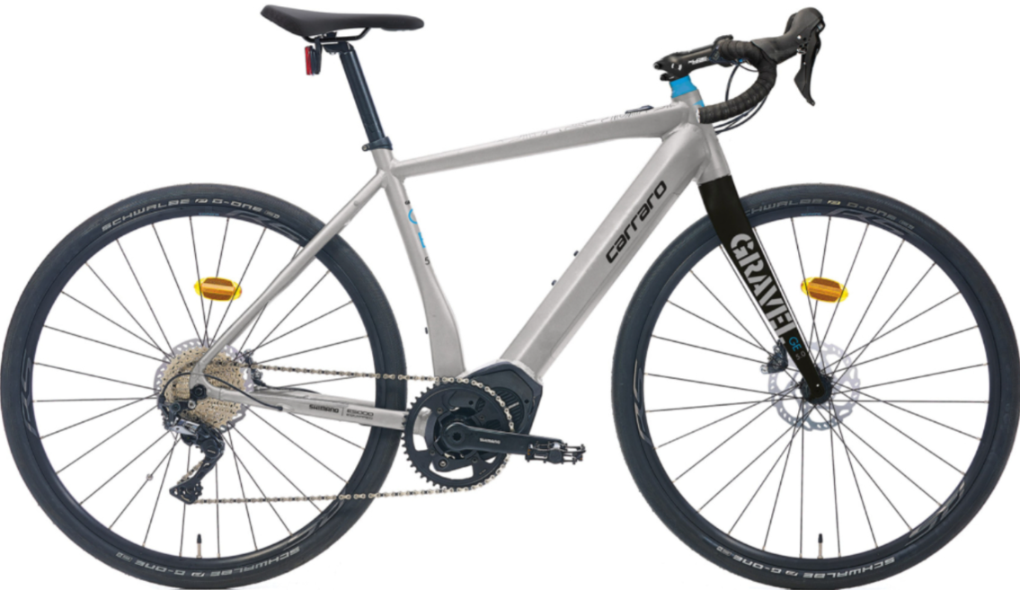Carraro Gravel GE 5.0 Elektrikli Gravel Bisiklet Mat Gümüş-Siyah 55 cm