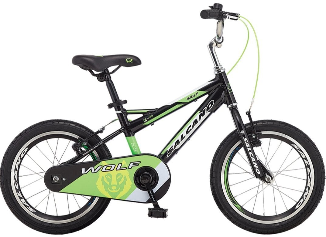Salcano Wolf 16 Jant Erkek Çocuk Bisikleti Siyah-Yeşil/Mavi