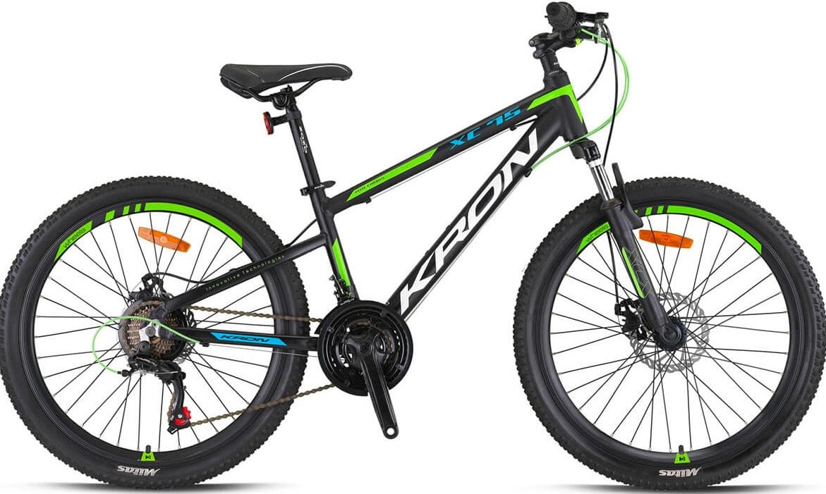 Kron XC 75 24 Jant Erkek Çocuk Bisikleti Mat Siyah/Yeşil-Beyaz-Mavi