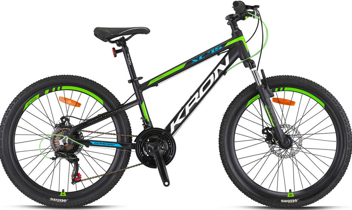 Kron XC 75 24 Jant Erkek Çocuk Bisikleti Mat Siyah/Yeşil-Beyaz-Mavi