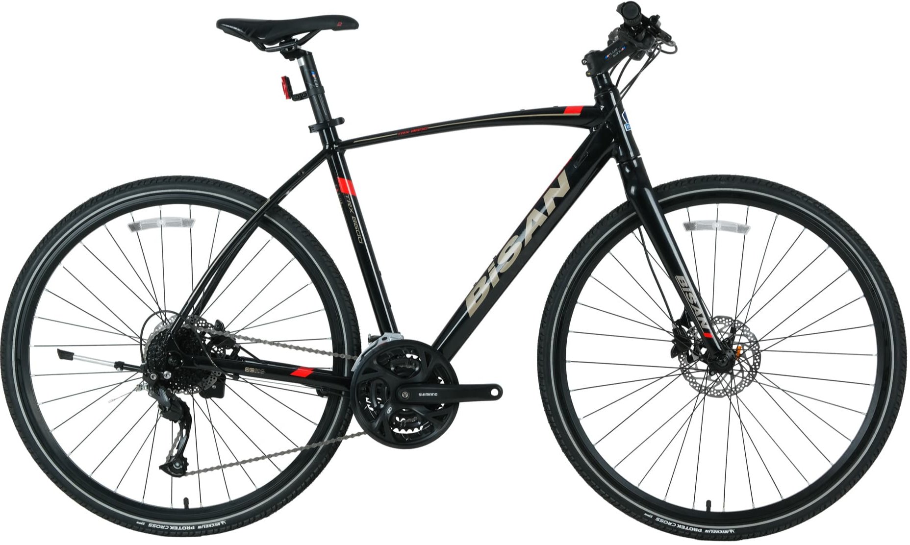 Bisan Trx8600 Deore 28 Jant Şehir Bisikleti Parlak Siyah-Kırmızı 54 cm