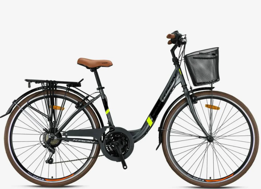 Kron Tetra 3.0 26 Jant Şehir Bisikleti Mat Füme-Neon Sarı