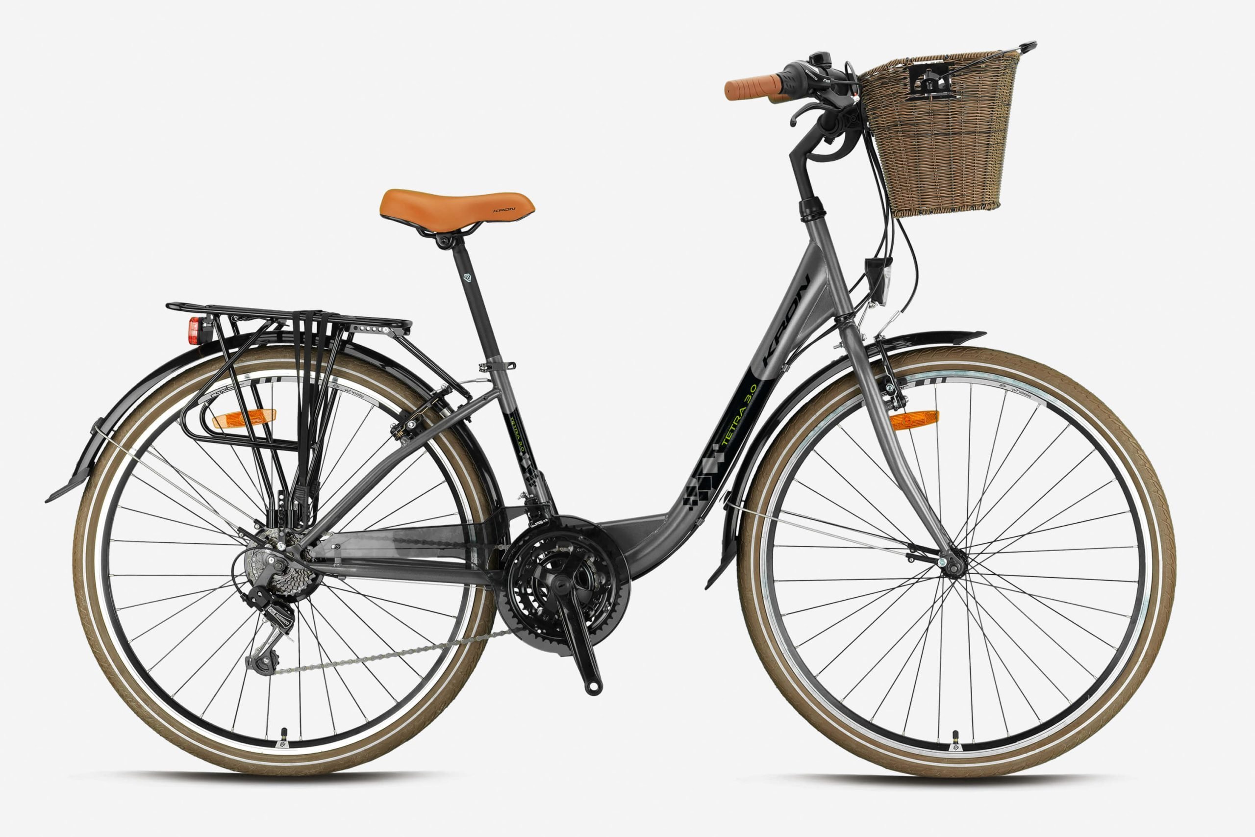 Kron Tetra 3.0 28 Jant Şehir Bisikleti Mat Füme-Neon Sarı 38 cm