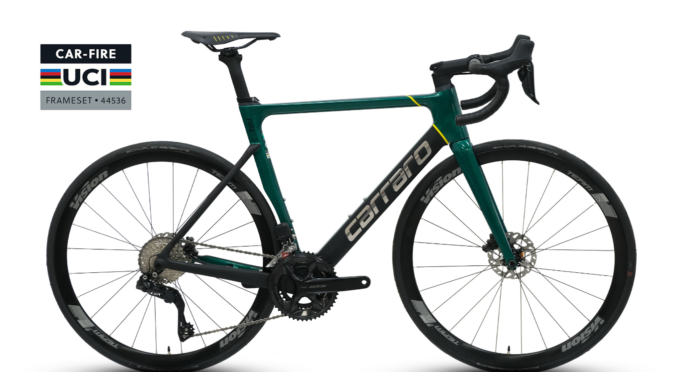 Carraro Fire 1.3 Uci 24Vites 28 Jant Yol Bisikleti 51cm Yeşil-Siyah-Krom-Sarı